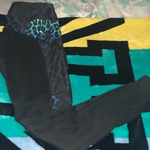 Teal cheetah print tights